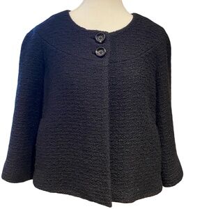 Banana Republic Classic  Black Wool Cropped Bolero Blazer Coat . Sz- 14